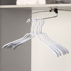 Плечики-вешалки для одежды антискользящие, 5 шт, 39×20,5 см, металл с пвх покрытием, цвет белый No Brand