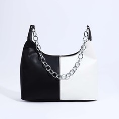 Сумка-багет на молнии, цвет белый/черный No Brand