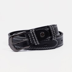 Ремень женский, ширина 2,4 см, винт, пряжка металл, цвет черный No Brand