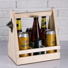 Ящик для пива 27×18×30 см с открывашкой, под 6 бутылок, деревянный Дарим красиво