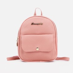Рюкзак на молнии, наружный карман, цвет розовый No Brand