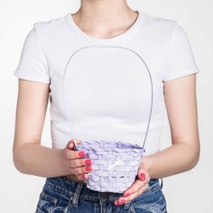 Корзина плетеная бамбук, d13xh9,5/28см светло-фиолетовая No Brand