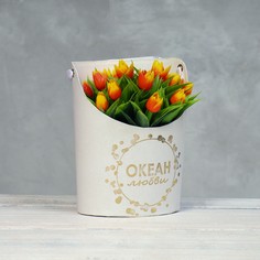 Переноска для цветов, ваза овал с тиснением No Brand