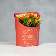 Переноска для цветов, ваза овал с тиснением No Brand