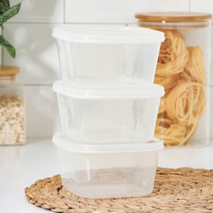 Набор контейнеров пищевых доляна, 3 шт, 700 мл, квадратные, прозрачные