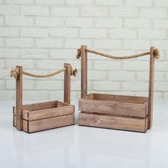 Набор кашпо деревянных 2 в 1 (25.5×15×30; 20×12×23 см) Дарим красиво