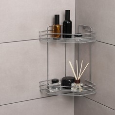 Полка для ванной угловая 2-х ярусная, 20,5×20,5×31,5 см, цвет хром No Brand