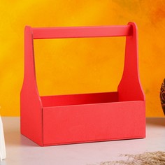 Кашпо деревянное 20×12.5×20 см стелла моно, с ручкой, розовый дарим красиво