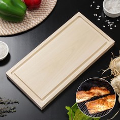 Доска разделочная для гриля и подачи, 30×15×2 см, с пазом для сока, липа No Brand