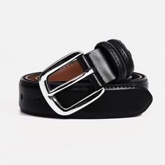 Ремень женский, ширина 3 см, винт, пряжка металл, цвет черный No Brand