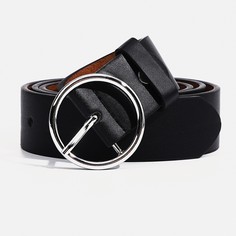 Ремень женский, ширина 2.5 см, винт, пряжка металл, цвет черный No Brand