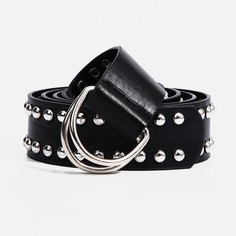 Ремень женский, ширина 3,6 см, пряжка металл, люверсы, цвет черный No Brand