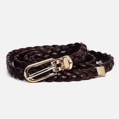 Ремень женский, ширина 1 см, пряжка металл, цвет коричневый No Brand