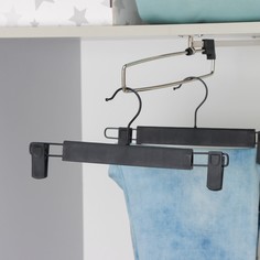 Плечики-вешалки для брюк и юбок с зажимами доляна, 29×13 см, цвет черный