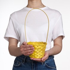 Корзина плетеная, бамбук, желтая, (цилиндр) No Brand