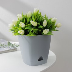 Горшок для цветов с прикорневым поливом amsterdam, 1,35 л, d=14 см, h=13 см, цвет серый No Brand