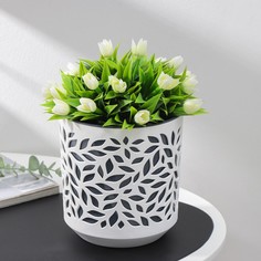Кашпо для цветов со вставкой leaves, 2,5 л, d=16,2 см, h=17 см, цвет белый/антрацит No Brand