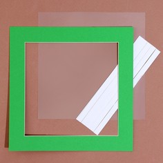 Паспарту размер рамки 24 × 24 см, прозрачный лист, клейкая лента, цвет зеленый No Brand