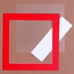 Паспарту размер рамки 24 × 24, прозрачный лист, клейкая лента, цвет красный No Brand