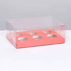 Коробка на 6 капкейков, розовый 26.8 × 18.2 × 10 см Upak Land