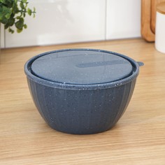 Салатник с крышкой stone, 1,7 л, цвет темный камень No Brand