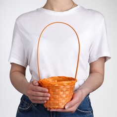Корзина плетеная, бамбук, оранжевая, средняя No Brand