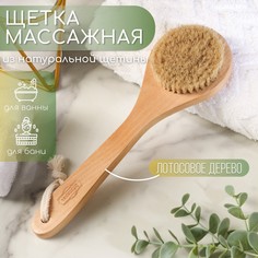 Щетка массажная из натуральной щетины, с ручкой, гладкая Добропаровъ