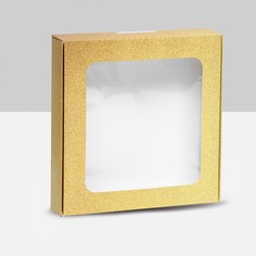 Коробка самосборная, с окном, золотая, 16 х 16 х 3 см Upak Land