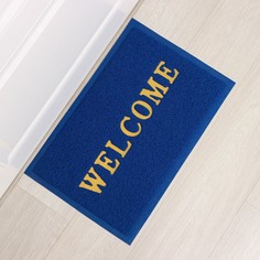 Коврик придверный доляна welcome, с окантовкой 38×58 см, цвет синий