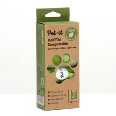 Pet-it пакеты для выгула собак compostable, 12+11x36, 4 рул. по 15 шт. No Brand