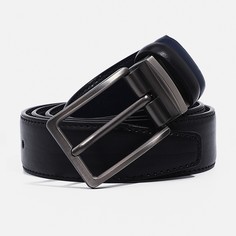 Ремень мужской, ширина 3,5 см, винт, пряжка металл, цвет черный/синий No Brand