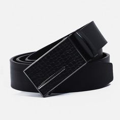 Ремень мужской, ширина 4 см, автомат, пряжка металл, цвет черный No Brand