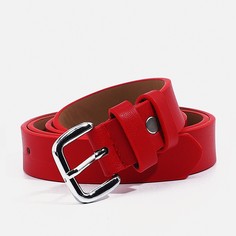 Ремень женский, ширина 2,5 см, винт, пряжка металл, цвет красный No Brand