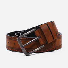 Ремень мужской, ширина 4 см, винт, пряжка металл, цвет коричневый No Brand