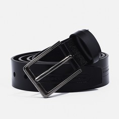 Ремень мужской, ширина 4 см, винт, пряжка металл, цвет черный No Brand