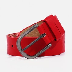 Ремень женский, ширина 3,5 см, винт, пряжка металл, цвет красный No Brand