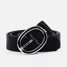 Ремень женский, ширина 3 см, винт, пряжка металл со вставкой, цвет черный No Brand