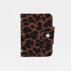 Визитница на кнопке, 24 карты, цвет коричневый No Brand