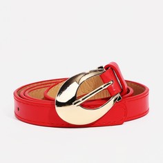 Ремень женский, ширина 1.8 см, винт, пряжка металл, цвет красный No Brand
