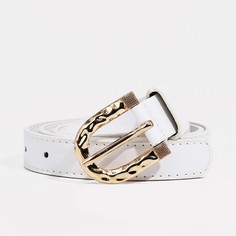 Ремень женский, ширина 2,2 см, винт, пряжка металл, цвет белый No Brand