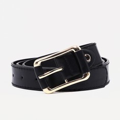 Ремень женский, ширина 3 см, винт, пряжка металл, цвет черный No Brand