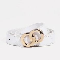 Ремень женский, ширина 2,2 см, пряжка металл, цвет белый No Brand