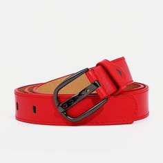 Ремень женский, ширина 2,8 см, винт, пряжка металл, цвет красный No Brand