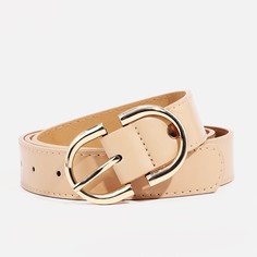 Ремень женский, ширина 3 см, винт, пряжка металл, цвет бежевый No Brand