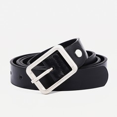 Ремень женский, ширина 2,4 см, винт, пряжка металл, цвет черный No Brand