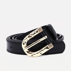 Ремень женский, ширина 2,2 см, винт, пряжка металл, цвет черный No Brand