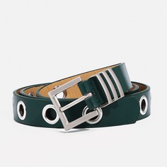 Ремень женский, ширина 2 см, пряжка металл, люверсы, цвет зеленый No Brand