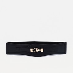 Ремень женский, ширина 6 см, на резинке, пряжка металл, цвет черный No Brand