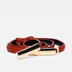 Ремень женский, ширина 1 см, пряжка металл, цвет рыжий No Brand