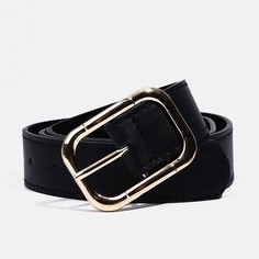 Ремень женский, ширина 3,3 см, пряжка металл, цвет черный No Brand